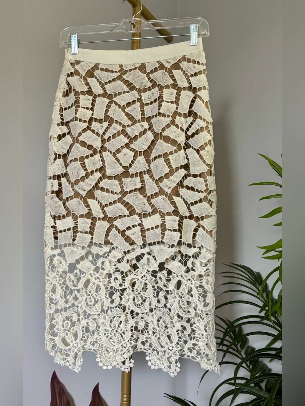 fab'rik Cream Crochet Lace Midi Skirt - Picture 11 of 16
